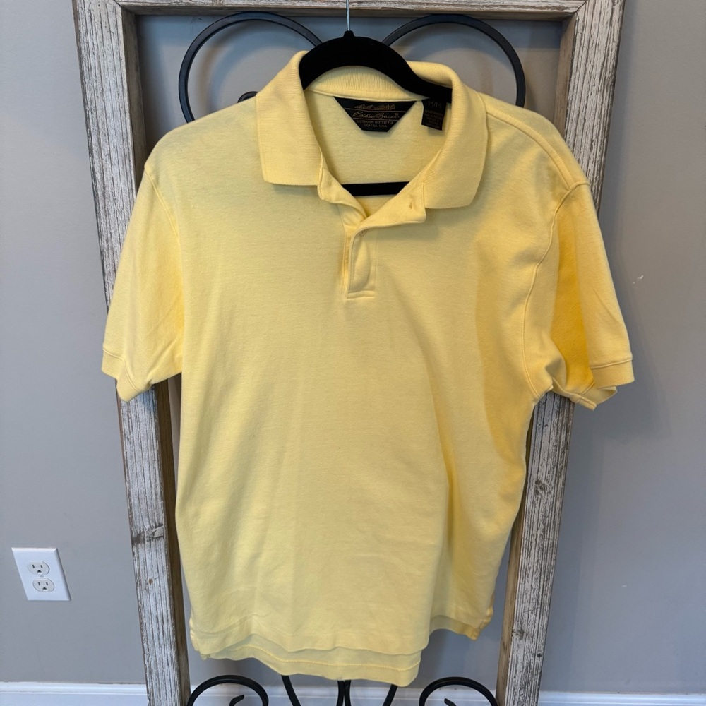 Eddie‎ Bauer Yellow Polo Shirt Soft Cotton Blend Size Medium